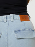 product Princess Polly Handler Cargo Jeans Light Wash Denim High Waisted 