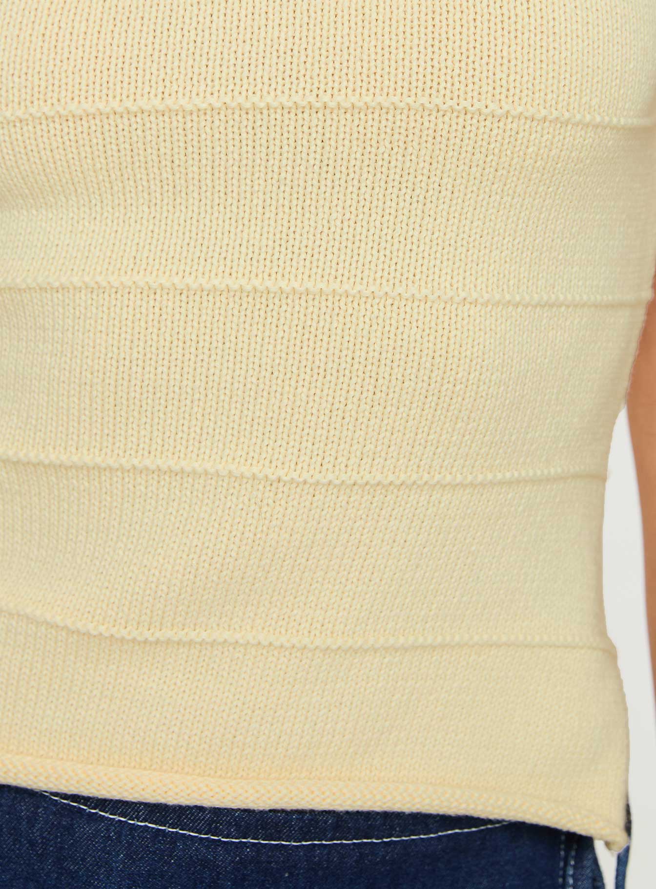 product Princess Polly Hisplane Knit Top Cream Sleeveless Crew Neck 