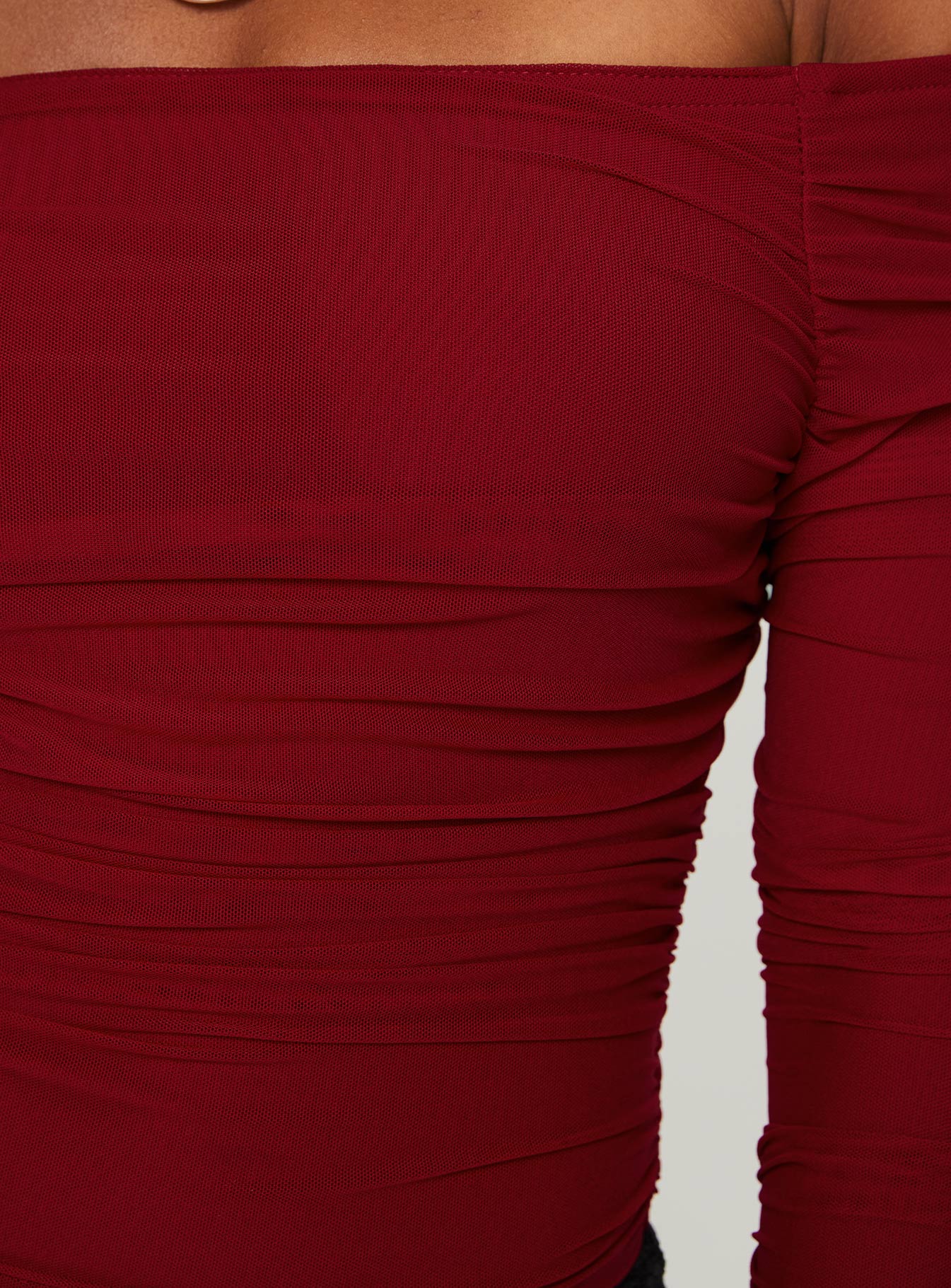 product Princess Polly Moreno Off The Shoulder Top Burgundy Full Sleeves straight 