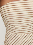 Strapless maxi dress Striped print, invisible zip fastening, split in hem at back Non-stretch material, unlined 