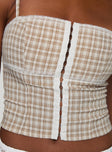 Top Adjustable shoulder straps, lace trimming, hook & eye front fastening, shirred back panel Non-stretch, lined bust