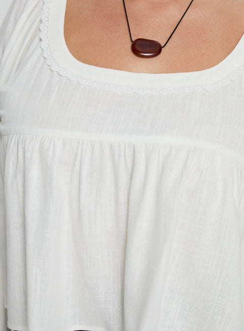 Benjie Long Sleeve Top White Curve