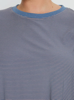 Marlah Long Sleeve Top Blue Stripe Curve