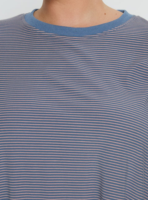 Marlah Long Sleeve Top Blue Stripe Curve
