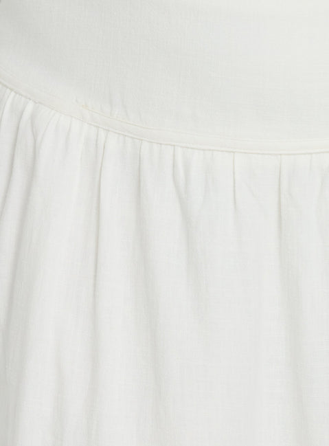 Heart Of Gold Linen Blend Midi Skirt White Curve