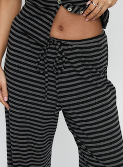back view of model wearing Princess Polly Gavrielle Jersey Wide Leg Pants Stripe High Rise Pants 