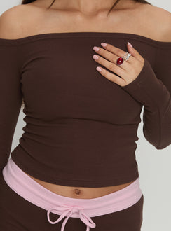 Baseline Off Shoulder Top Brown