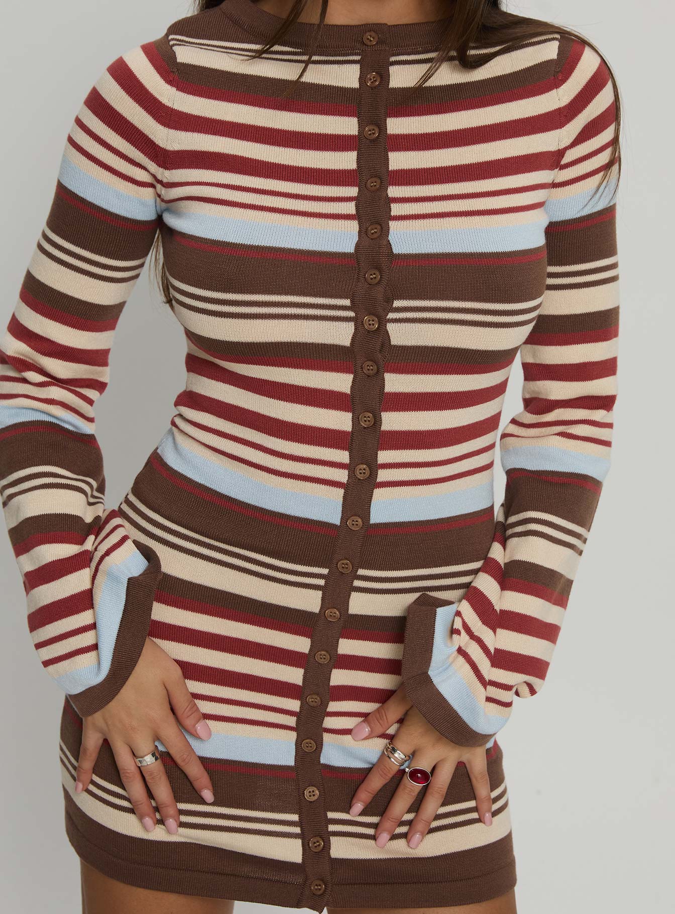 Norelai Long Sleeve Knit Mini Dress | Multi Stripe | Womens | Princess Polly Lower Impact Norelai Long Sleeve Knit Mini Dress | Multi Stripe | Womens | Princess Polly Lower Impact