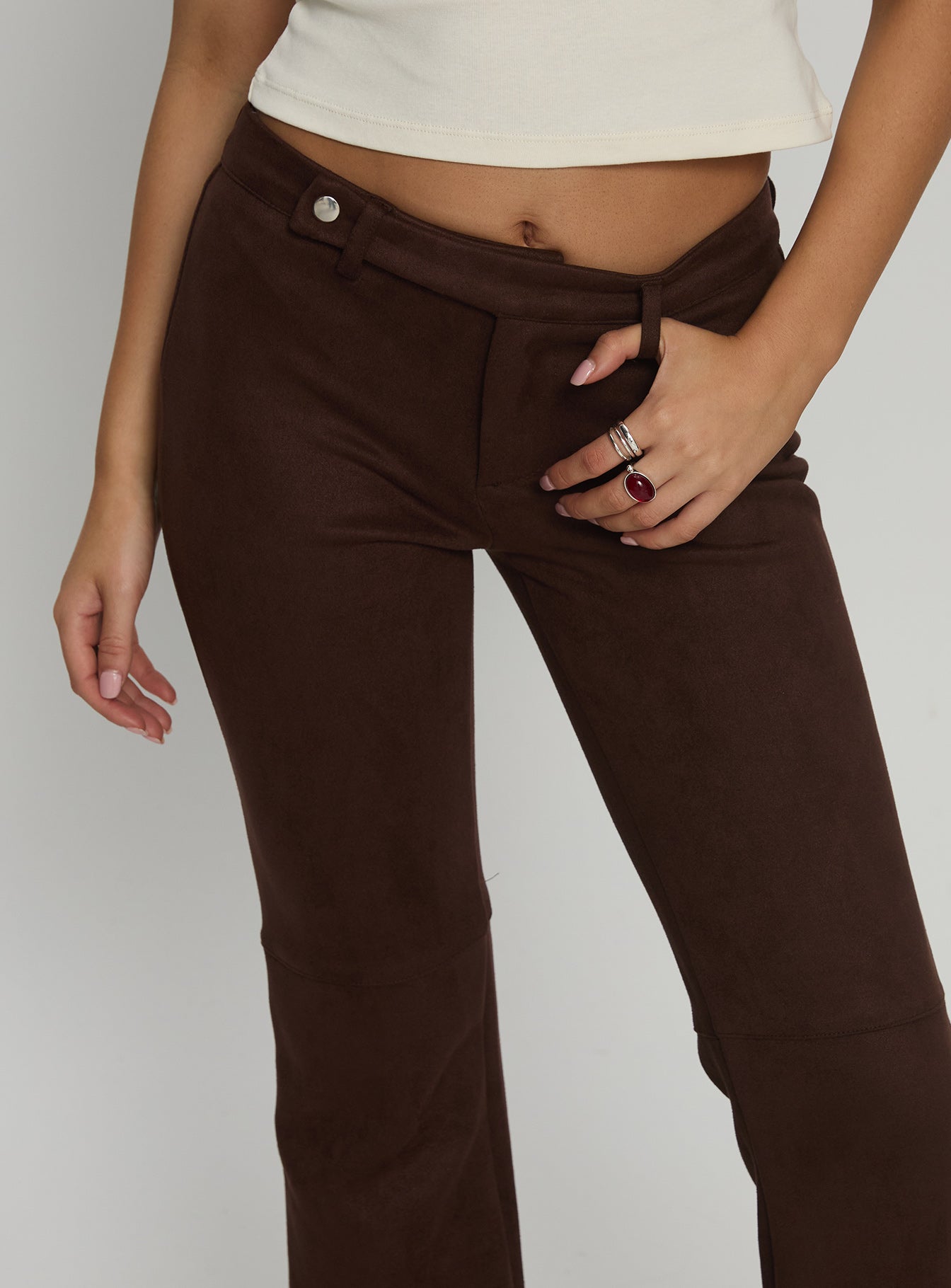 Final Shot Faux Suede Pants Brown | Princess Polly