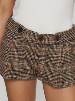 Ayvanna Mini Shorts Brown Check