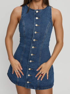 Yumiko Denim Romper Mid Wash Tall