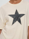 product Princess Polly Faded Star Tee Cream Half Sleeves Crew Neck 