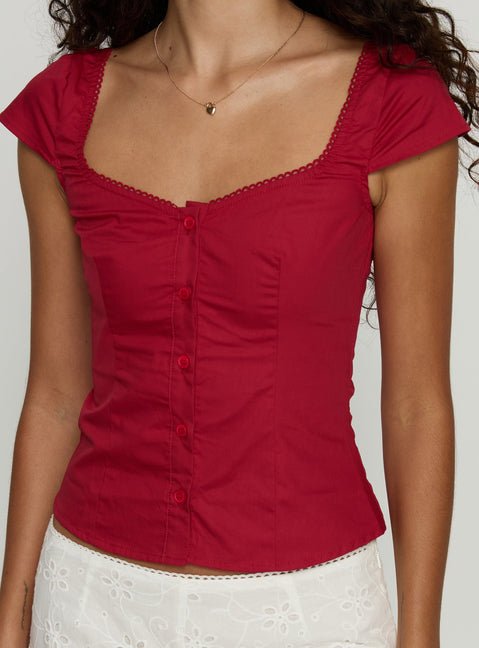 Transcendence Button Up Top Red
