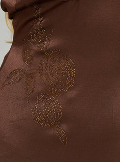 Catch You Up Beaded Mini Dress Brown