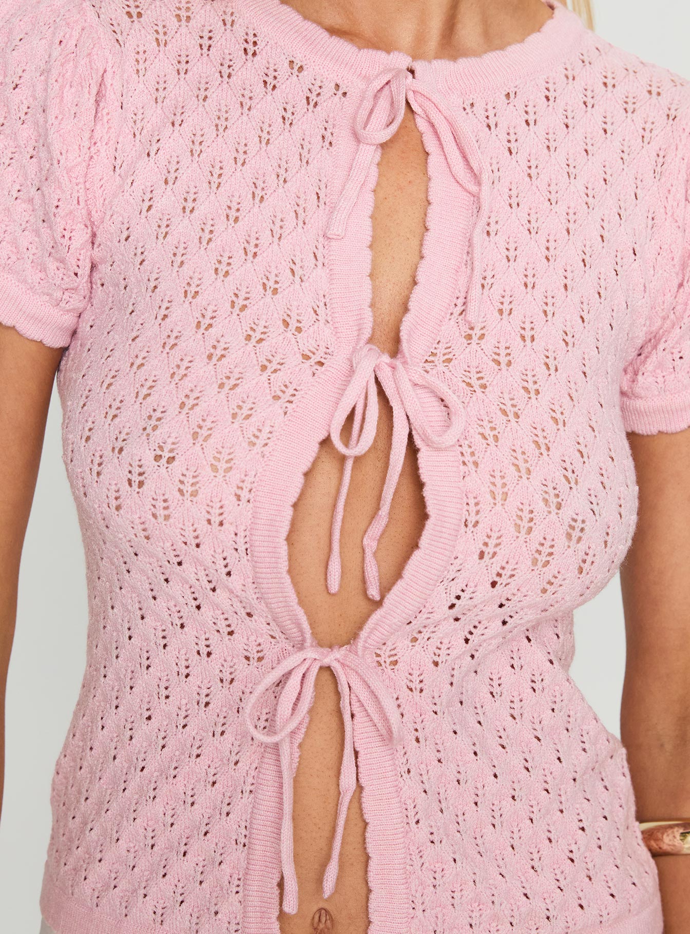 product Princess Polly Mari Knit Top Pink Short Sleeves Crew Neck 