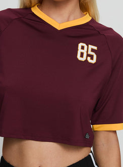ASU Cropped Soccer Jersey Tee Maroon