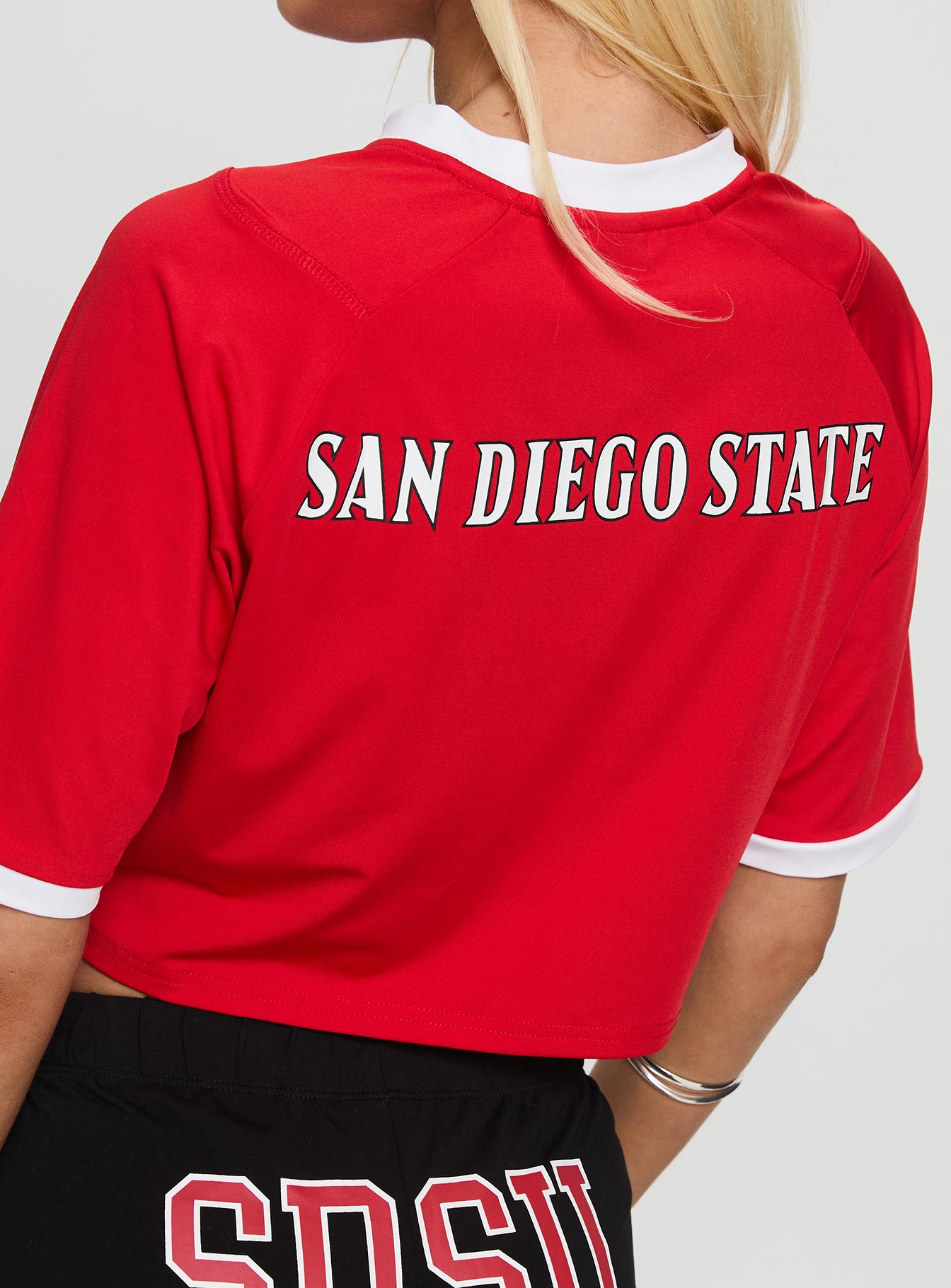 SDSU Cropped Soccer Jersey Tee Red