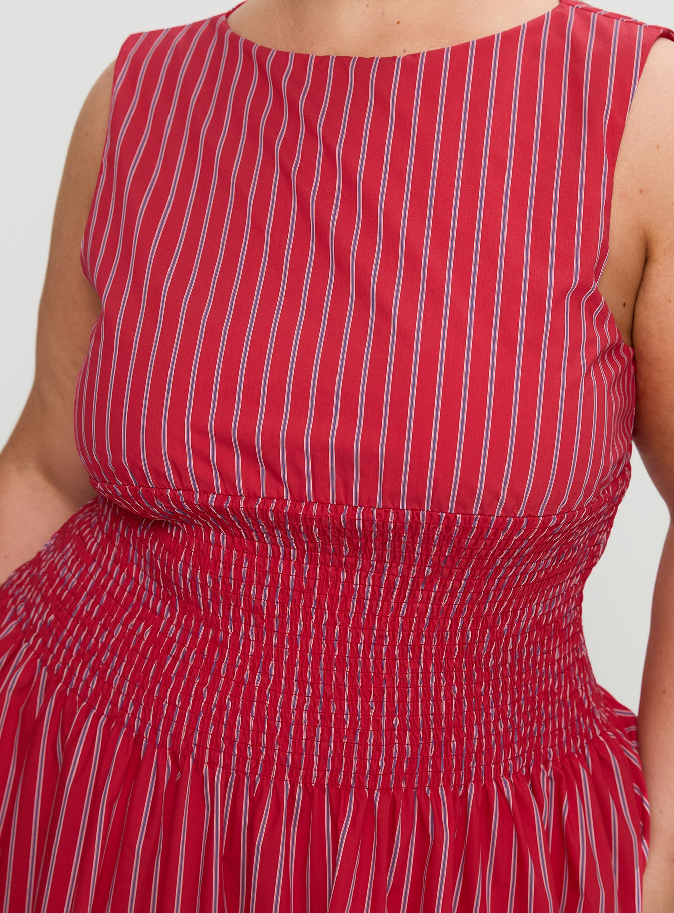 lilienne cotton poplin maxi dress red stripe Lilienne Cotton Poplin Maxi Dress Red Stripe