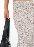 Floral print maxi skirt Elasticated waistband, mid-rise