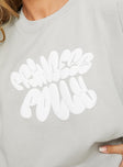 Princess Polly Crew Neck Sweatshirt Bubble Text Grey / Cloud White