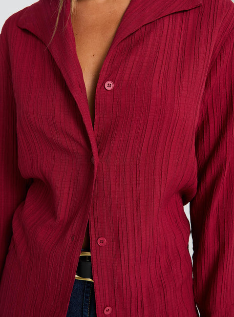 Beatris Long Sleeve Top Red