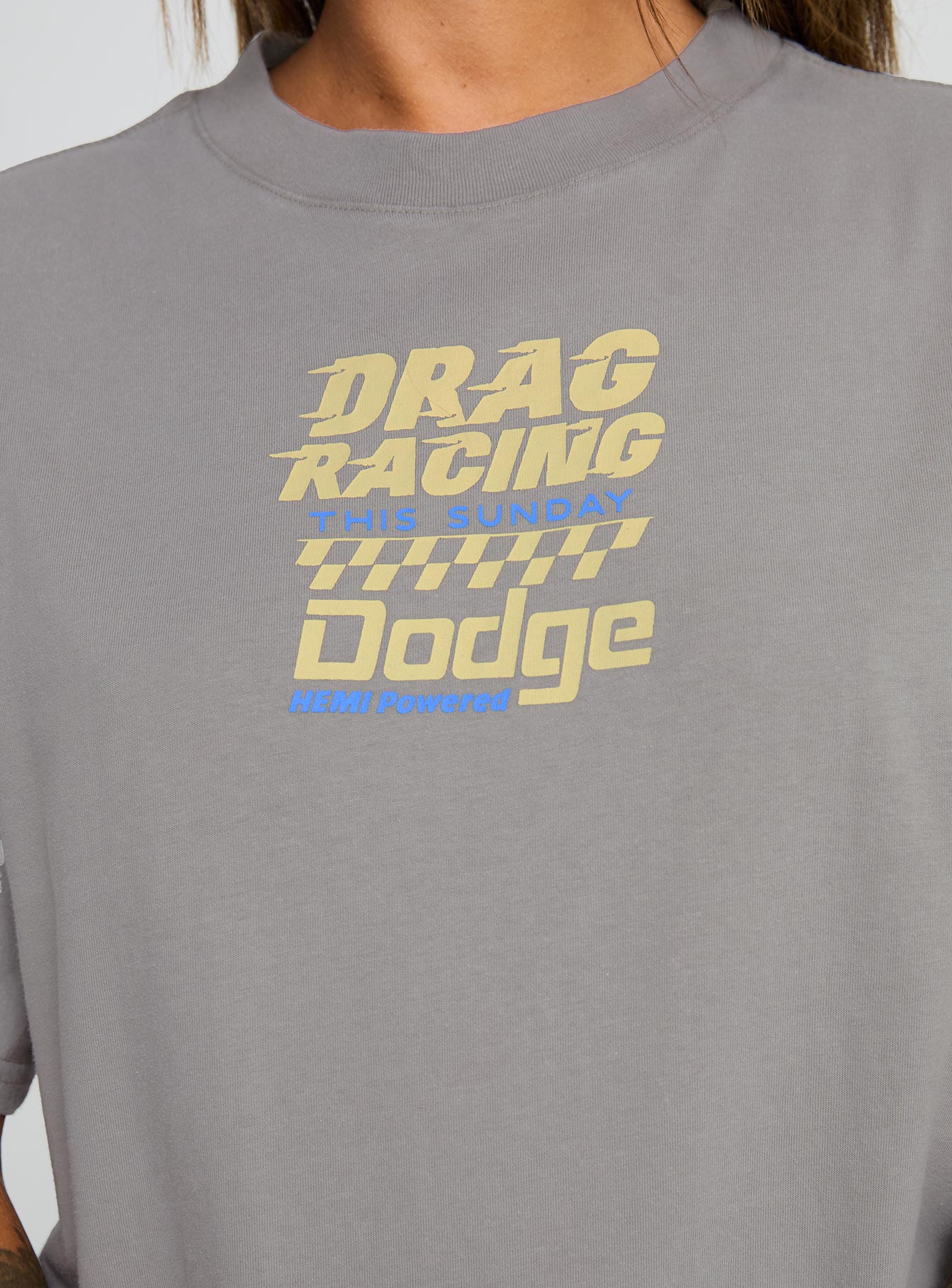 product Princess Polly Dodge Racer Oversized Graphic Tee Grey Half Sleeves Crew Neck 