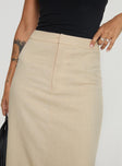 Maxi skirt Linen material look, zip & clasp fastening, split in hem at back Non-stretch material, fully lined 