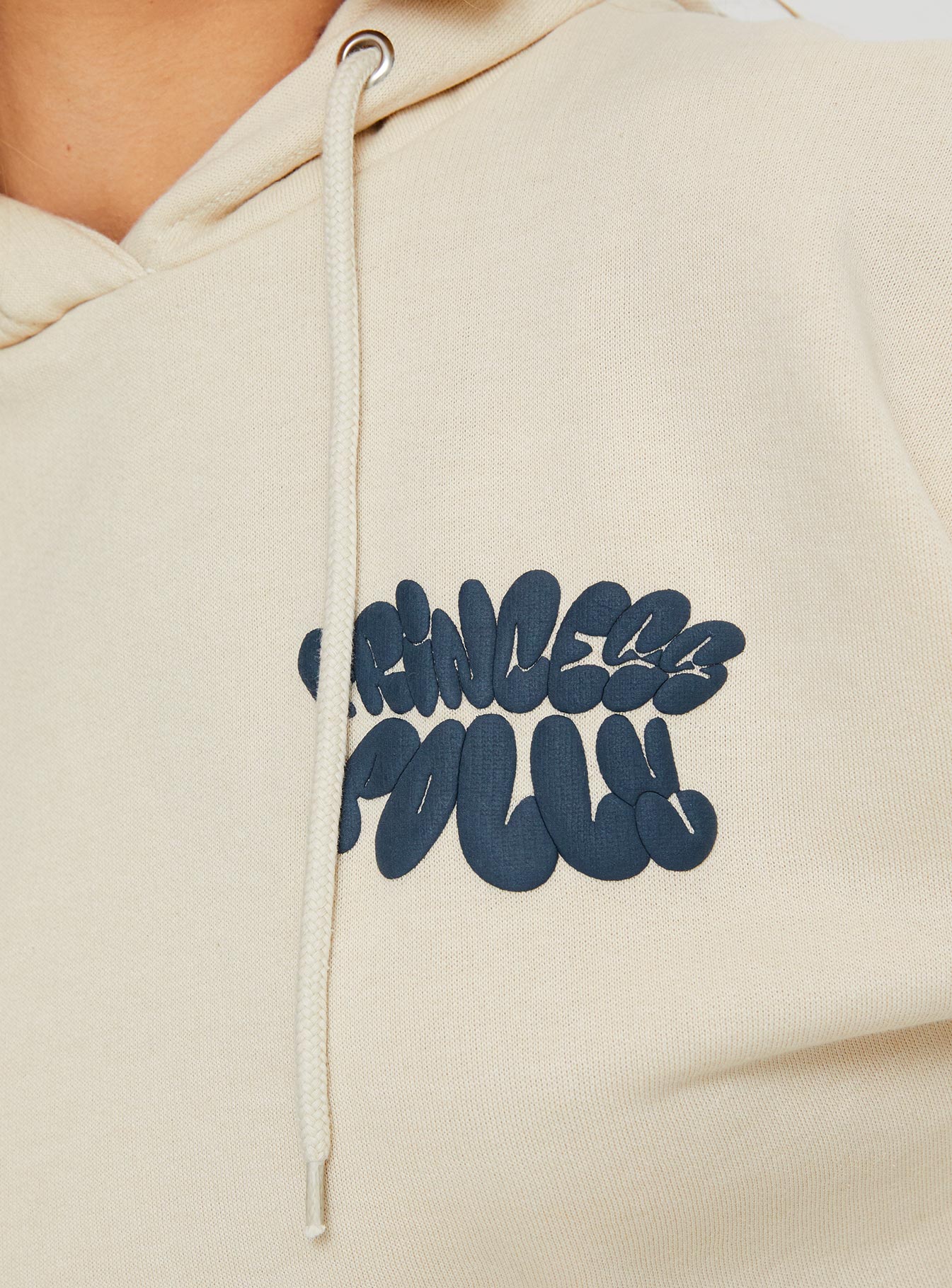 product Princess Polly Princess Polly Hooded Sweatshirt Bubble Text Stone / Slate Long 