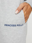Princess Polly High Rise  Princess Polly Straight Leg Track Pants Text Grey Marle