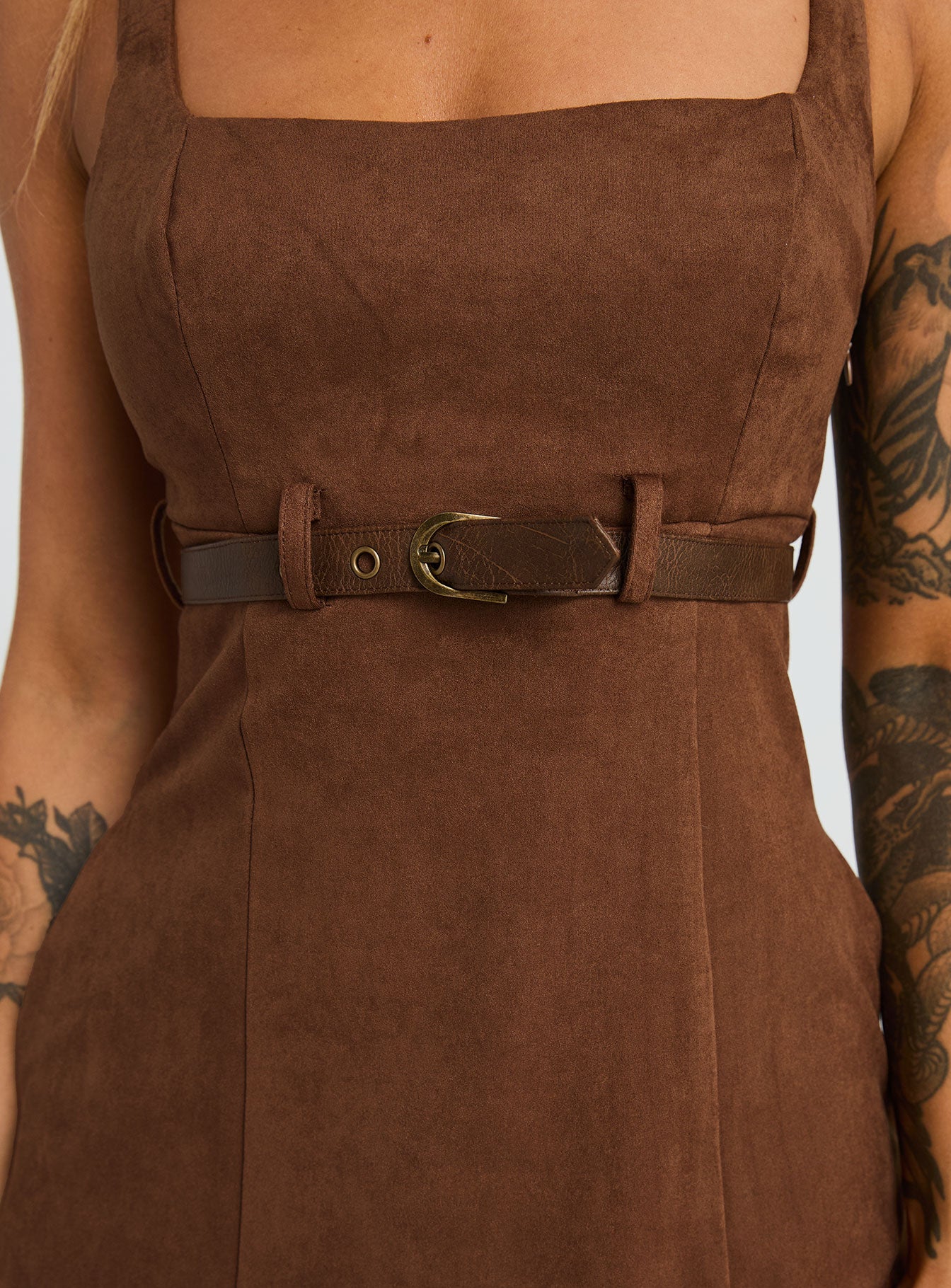 Way Back In Faux Suede Mini Dress Brown | Princess Polly Way Back In Faux Suede Mini Dress Brown | Princess Polly
