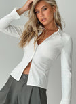 Long sleeve shirt Classic collar, zip fastening down front, split cuff