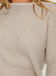 Abrams Rib Knit Crew Sweater Beige Princess Polly  regular 