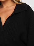 Princess Polly V-Neck  Thorelle Sweater Mini Dress Black