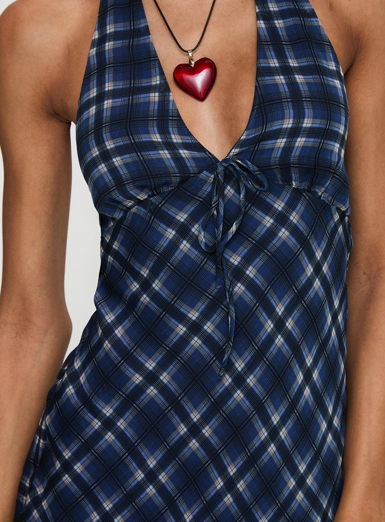Laraline Halter Mini Dress Navy Check | Princess Polly Laraline Halter Mini Dress Navy Check | Princess Polly