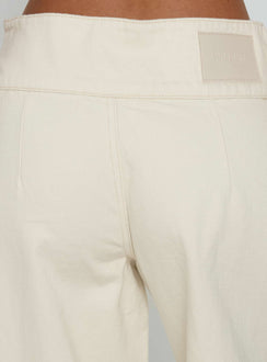 Styled Nikoletta Foldover Jeans Cream / Polka Petite womens-jeans in high-rise detail Princess Polly