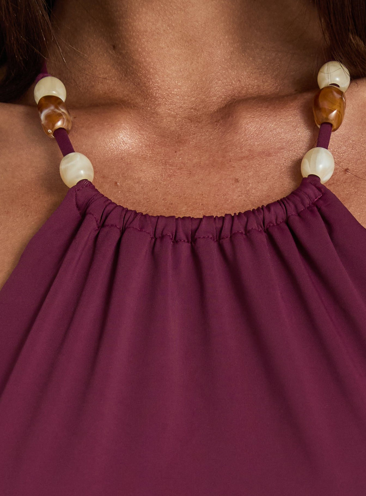 Tykaia Low Back Halter Maxi Dress Berry