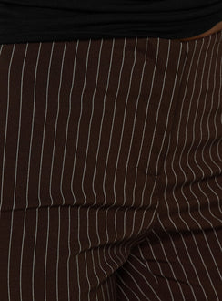 Kinkirk No Waist Flared Pants Chocolate Pinstripe