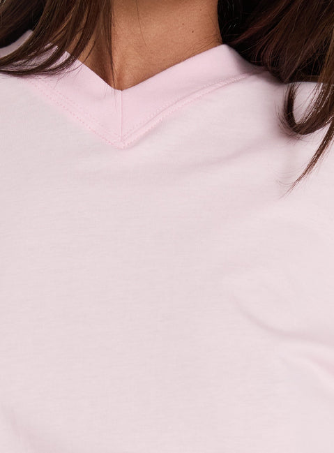 Settle Down Long Sleeve V Neck Top Soft Pink
