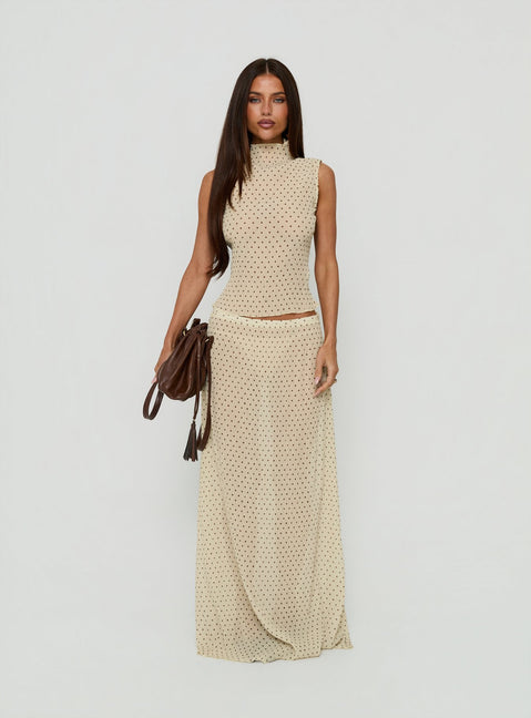 Ford Maxi Skirt Butter / Chocolate Polka Dot