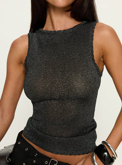 No Pretending Top Black Glitter