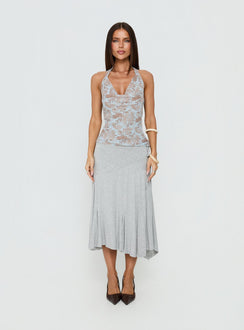 Xiomara Cowl Halter Top Blue Paisley