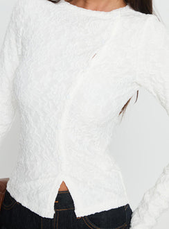 Passoni Long Sleeve Lace Top White