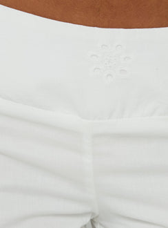 Slow Days Broderie Anglais Mid Rise Pants White