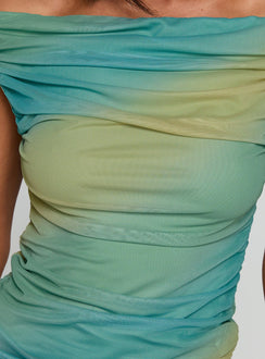 back view of model wearing Princess Polly Best Days Ruched Top Multi Short Sleeves straight 