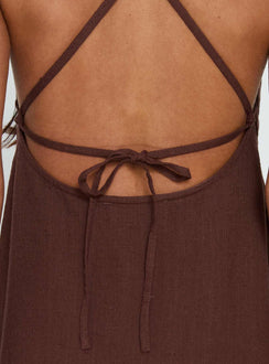 Solie Tie Back Maxi Dress Chocolate Petite