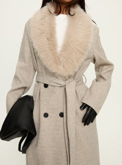 Hallyn Faux Fur Collar Coat Beige