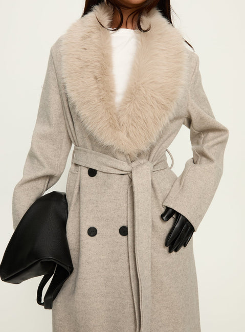 Hallyn Faux Fur Collar Coat Beige