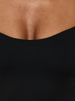 Fabienna Scoop Neck Cap Sleeve Bodysuit Black