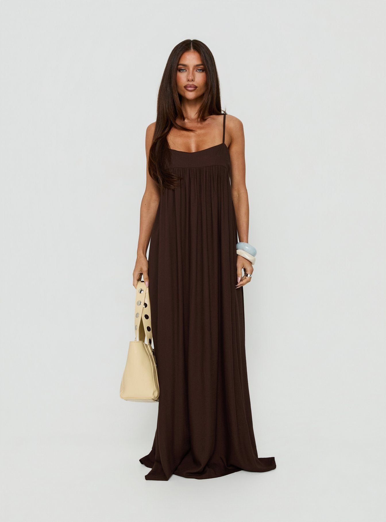 smock evening dress Tiers to Summer Blue Smock Maxi Dress
