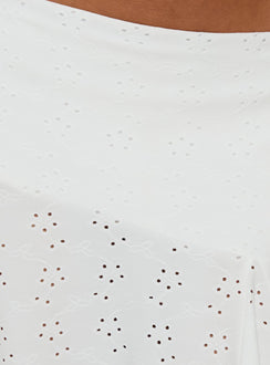 Opalie Asymmetrical Midi Skirt White Broderie